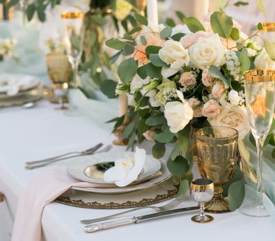 beautifully decorated table with flowers for wedding party